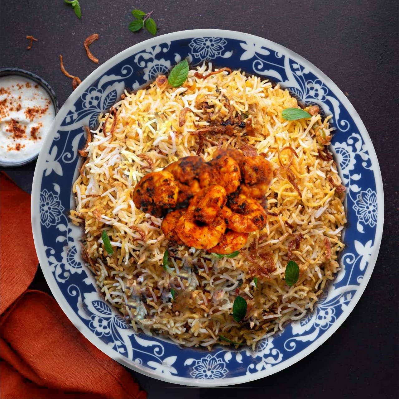 Hyderabadi Nizami Prawns Dum Biryani